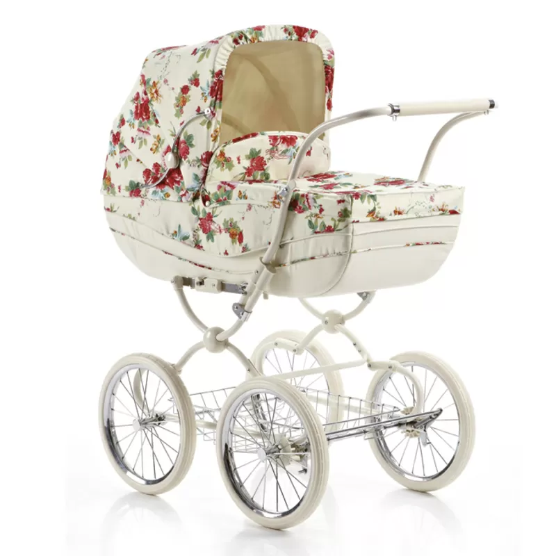 Классическая коляска Goodbaby Katarina C605 2 в 1 WMDL, белая в цветы.