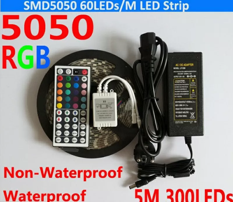 Светодиодная лента rgb 5050 многоцветная 60led 5 м.